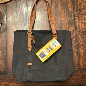 Bric's Black and Brown Tote Bag w/ crossbody and strap